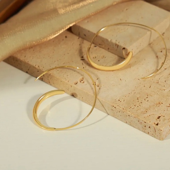 Gold-Plated Copper Open Hoop Earrings - Picture 2 of 9